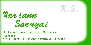 mariann sarnyai business card